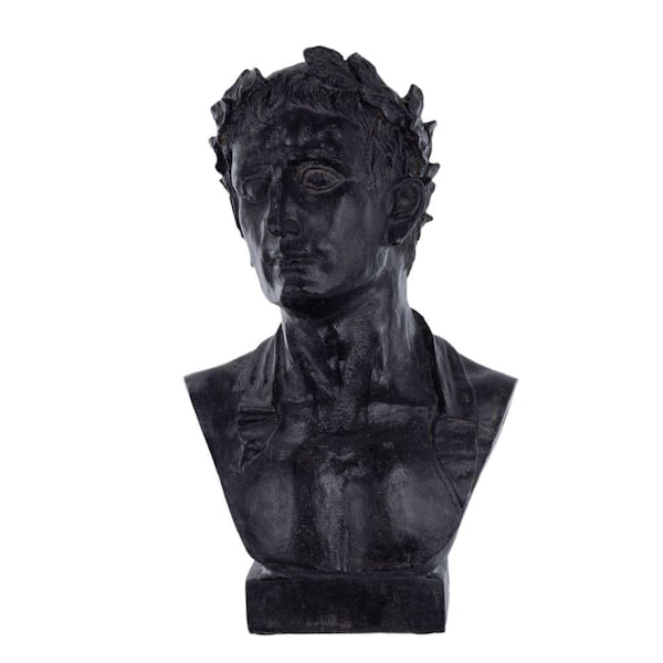 Benjara Hand Painted Modern Matte Black Finish Atticus Bust Statue