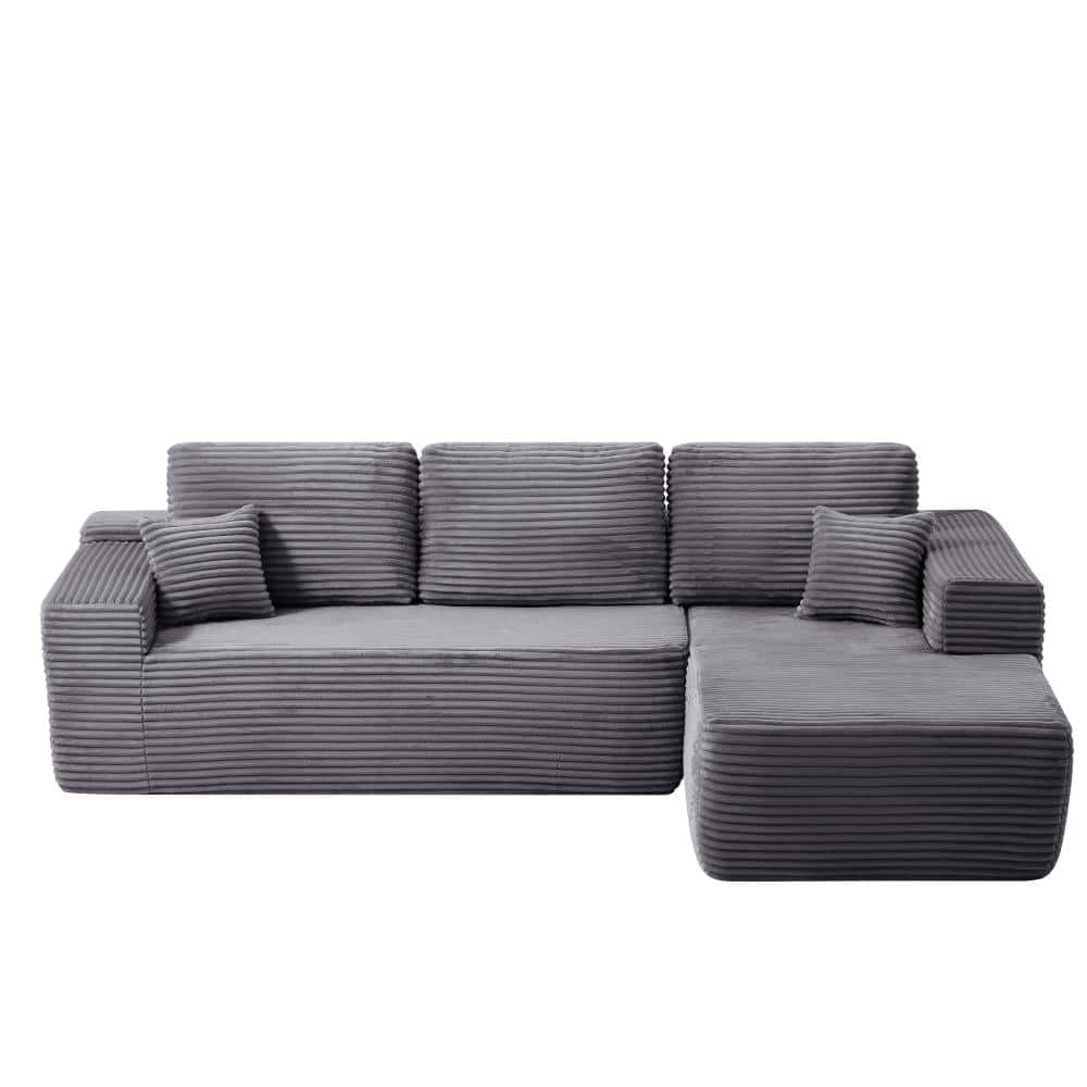Cloud Collection 104 in. Armless 4-piece Plush Fabric L-Shape Sectional Sofa with Chaise in Grey price history on PriceWatchPro