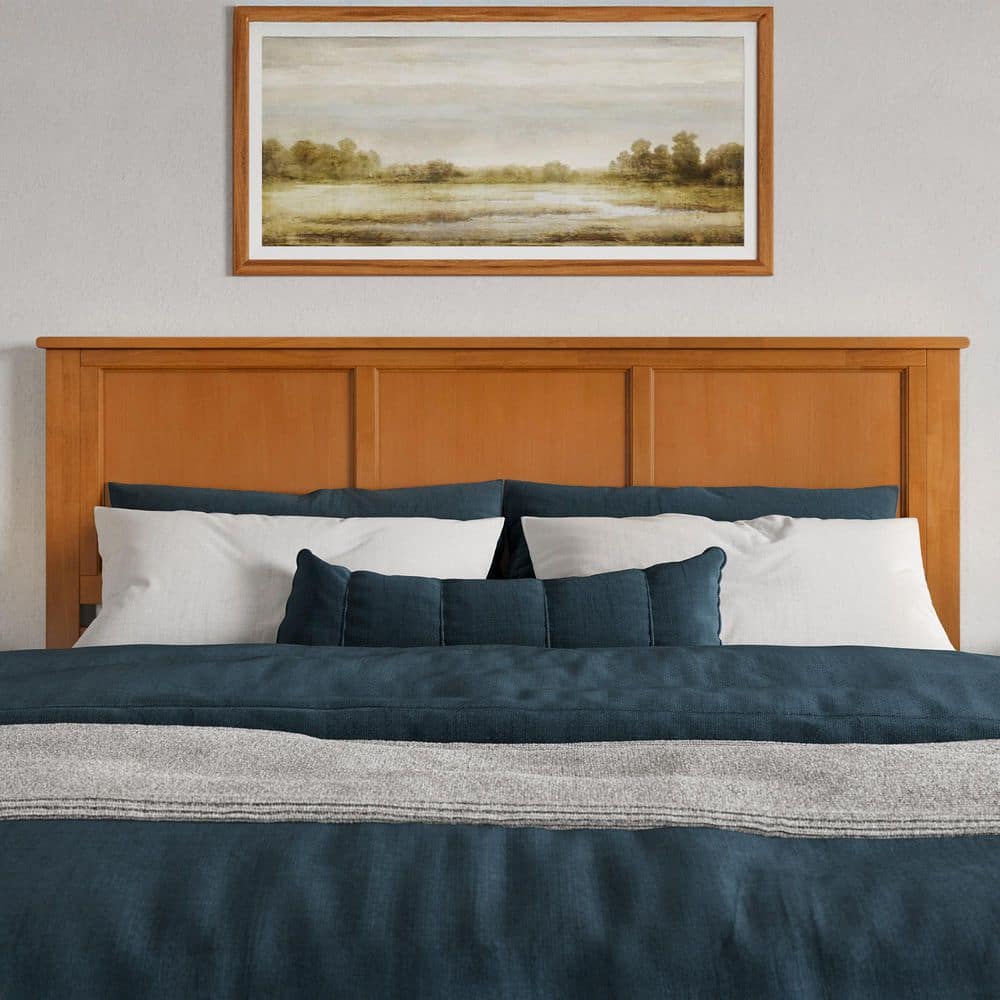 Charlotte King Light Toffee Wood Platform Bed with Headboard