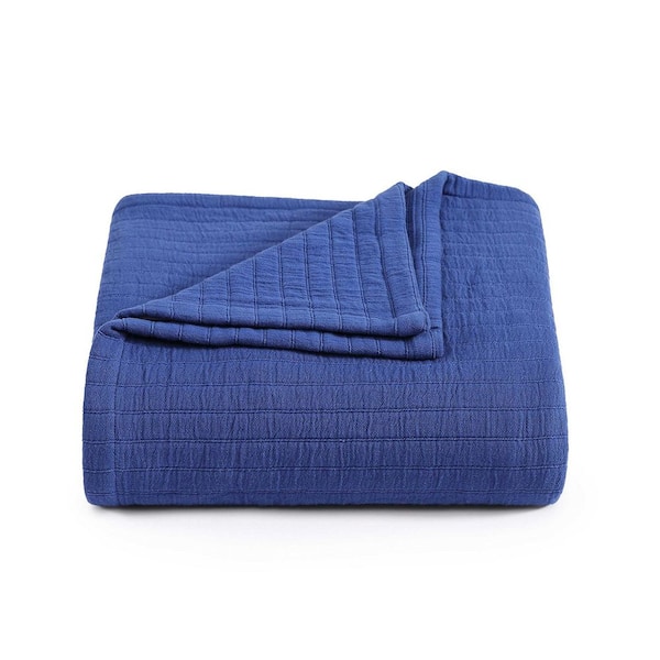 Tommy Hilfiger Essential Weave Marine Blue Cotton Full/Queen Blanket