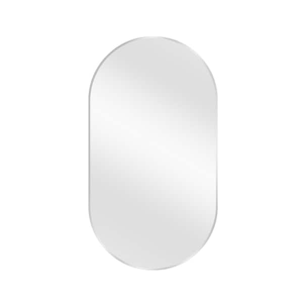 Glacier Bay 18 in. W x 30 in. H Oval Shape Aluminum Framed Wall Bathroom Vanity Mirror in Silver (Screws Not Included)