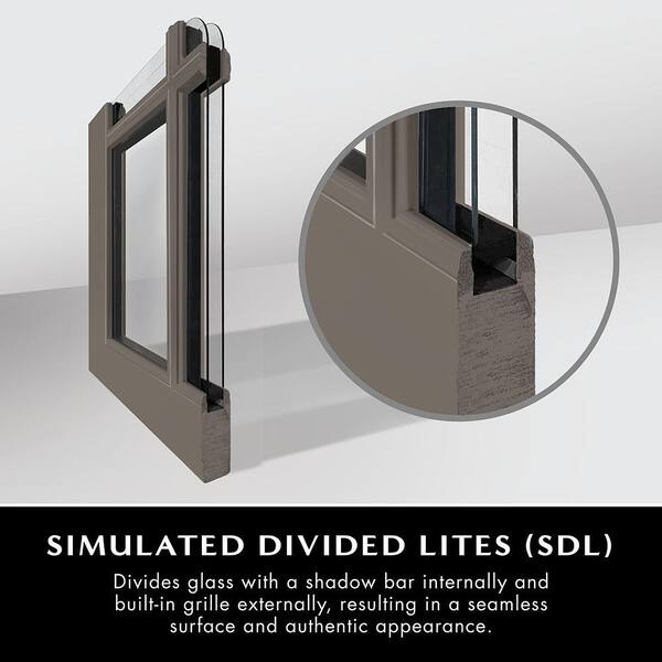 Legacy 60 in. x 80 in. 3/4-6-Lite Clear Glass LHIS Primed Quarry Finish Fiberglass Prehung Front Door with Dbl 10 in. SL