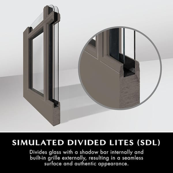 Legacy 53 in. x 80 in. 3/4 Lite Rain Glass RHIS Primed Sandstone Finish Fiberglass Prehung Front Door with 14 in. SL