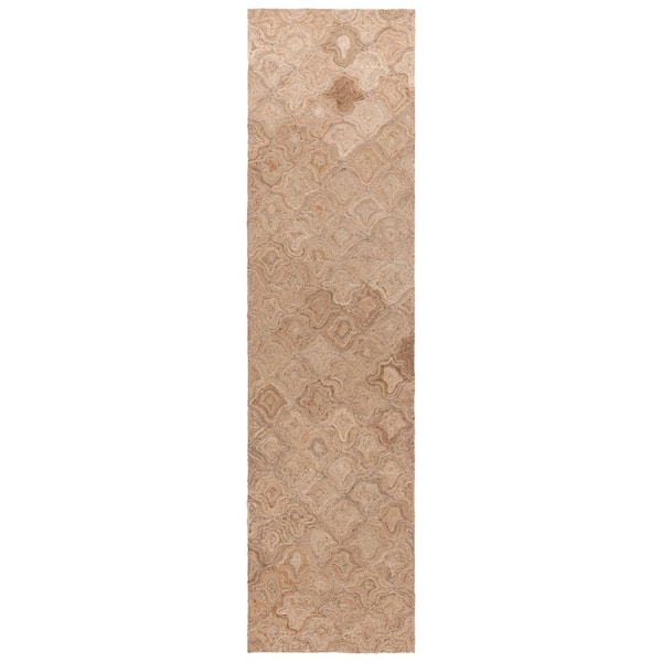Natural Fiber 2 ft. x 9 ft. Natural Floral Woven Runner Rug