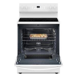 30 in. 5 Element Freestanding Electric Range in White with Steam Clean
