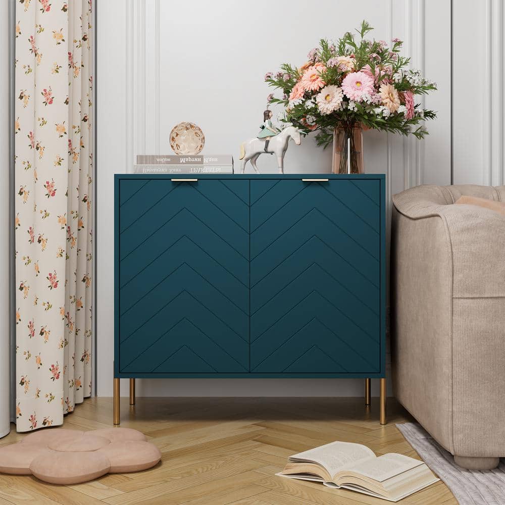 2-Door Accent Cabinet Office Bedroom Storage Cabinet with 2-Shelves Green (31.5 in. L x 15.75 in. W x 31.5 in. H)
