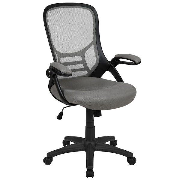 Carnegy Avenue Porter High Back Mesh Swivel Ergonomic Office Chair in Light Gray with Flip-Up Arms