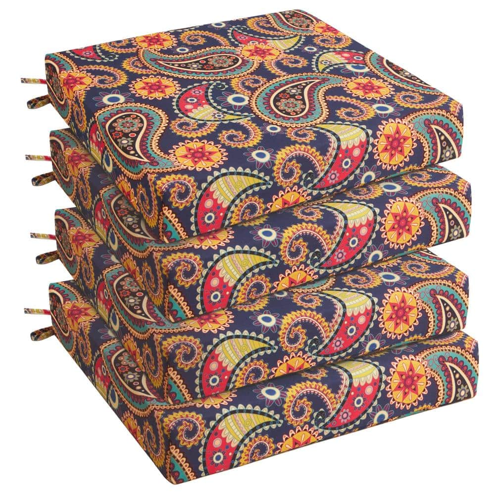 19x19x3 Outdoor Chair Cushions, Water Resistant Patio Seat Cushions with Ties, High Density Foam, Palmira Paisley, Set o price history on PriceWatchPro