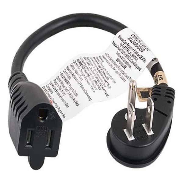 1 ft. Ultra Low Profile Power Extension Cord (NEMA 5-15P to NEMA 5-15R), Black