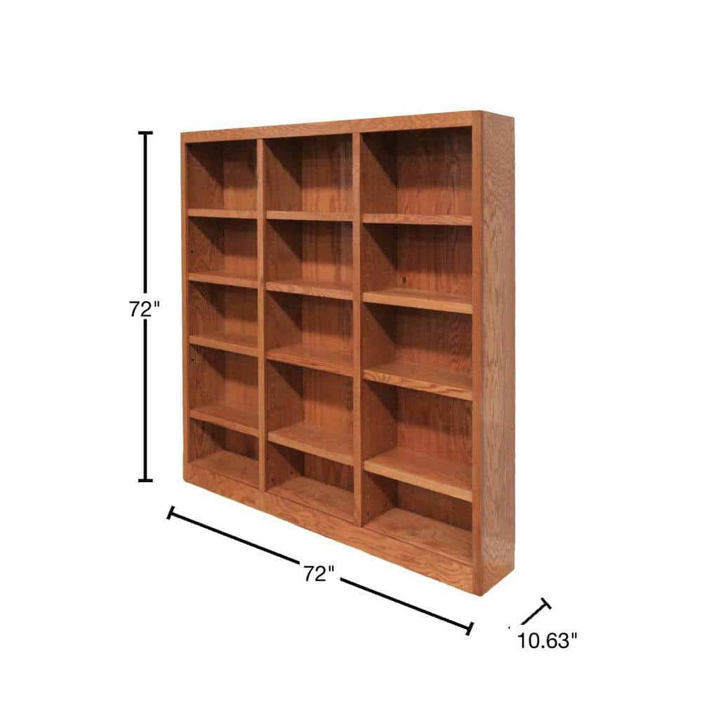 Classic Farmhouse 72" Adjustable Dry Oak Wood Bookcase