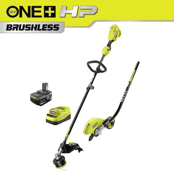 ONE+ HP 18V Brushless 15 in. Attachment Capable String Trimmer and Edger Attachment with 4.0 Ah Battery and Charger