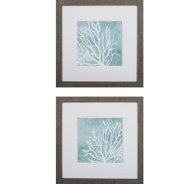 2 Piece Framed Giclee Coastal Art Print 23 in. x 23 in.