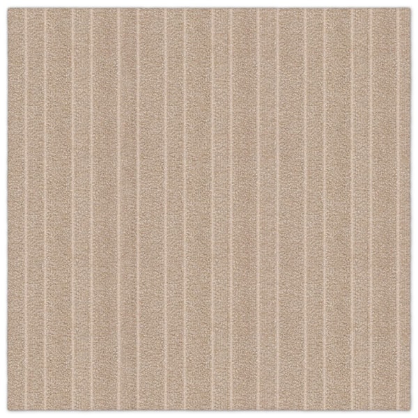 Roma Stripe Rib Beige Residential 24 in. x 24 in. Peel and Stick Carpet Tile Square (60 sq. ft. )
