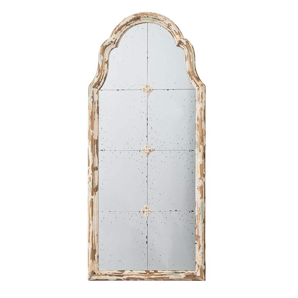 Gold 22 in W x 48 in. H Framed Arch Wood Framed Wall Decor Mirror with Deco