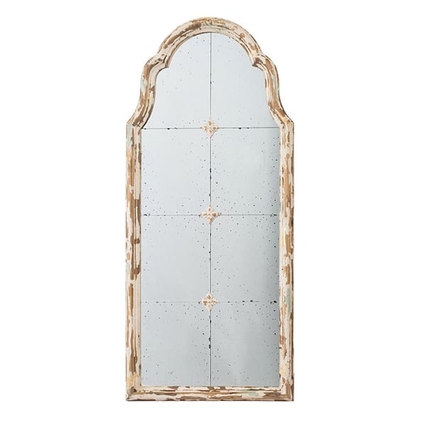 Unbranded Gold 22 in W x 48 in. H Framed Arch Wood Framed Wall Decor Mirror with Decorative Window Look for Living Room