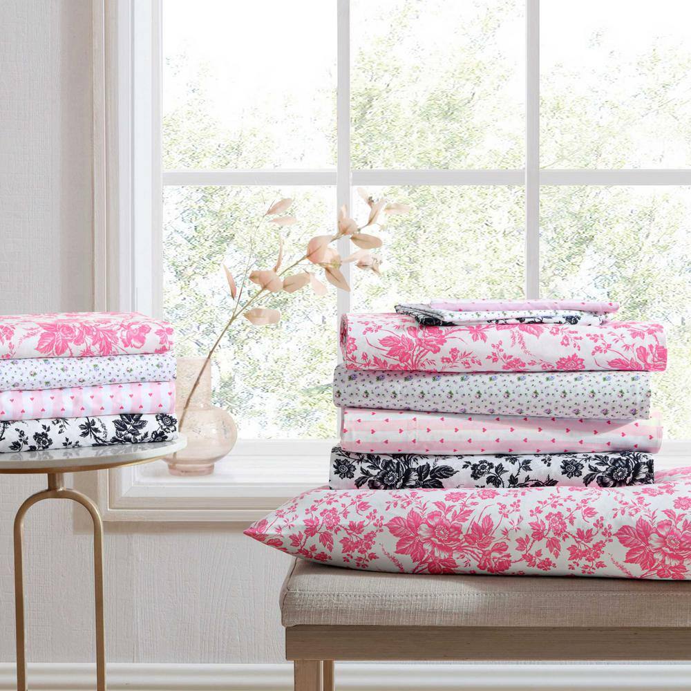 White Floral Twin Microfiber Sheet Set