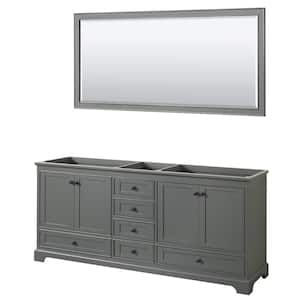 Deborah 79 in. W x 21.63 in. D x 34.25 in. H Double Bath Vanity Cabinet without Top in Dark Gray with 70 in. Mirror