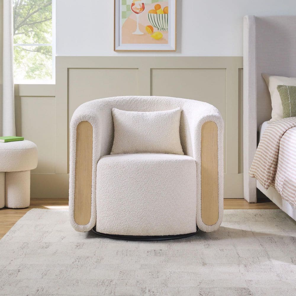 JOKERD IOWA(アイオワ) Walker Edison Furniture Company Modern Ivory Swivel Barrel Chair