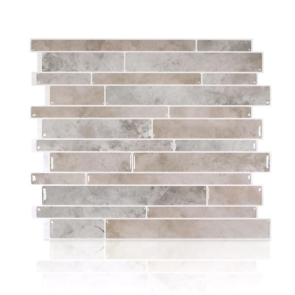 smart tiles Milano Todi 11.55 in. W x 9.65 in. Vinyl H Peel and Stick Self-Adhesive Decorative Mosaic Wall Tile Backsplash