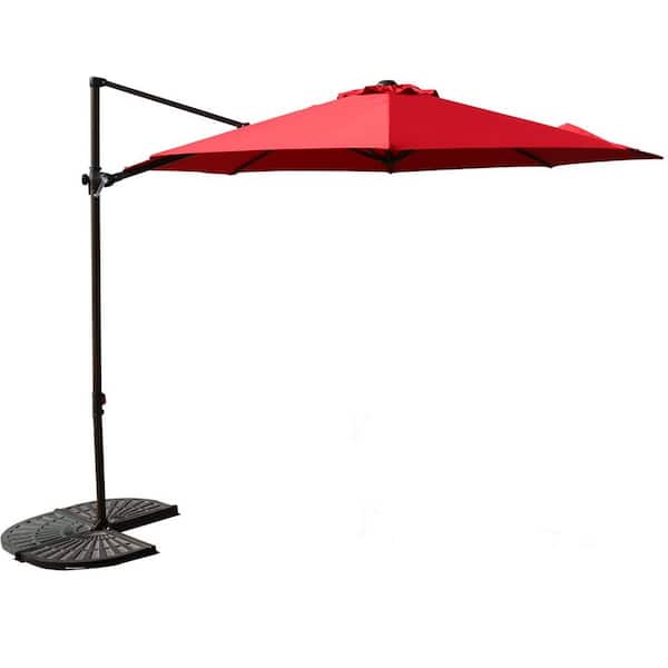Unbranded 10ft. Red Aluminum Patio Outdoor Cantilever Market Umbrella
