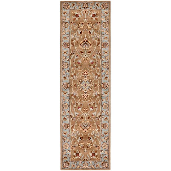 SAFAVIEH Heritage Beige/Blue 3 ft. x 6 ft. Border Runner Rug HG821A-26 ...