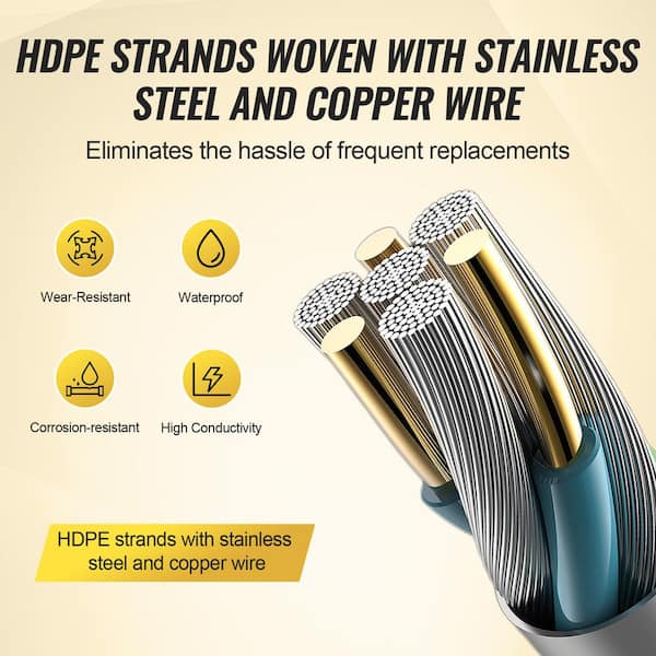 VEVOR Electric Fence Wire, 1000 ft. 305 M Portable Polypier, 1/4 in. Dia 2 Copper Strands for Reliable Conductivity