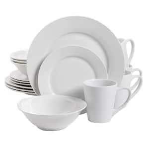 Noble Court 16-Piece Contemporary White Porcelain Dinnerware Set (Service for 4)