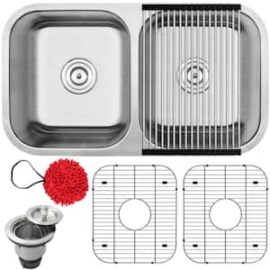 Foster Undermount 18-Gauge Stainless Steel 31.25 in. Double Bowl Kitchen Sink with Accessory Kit