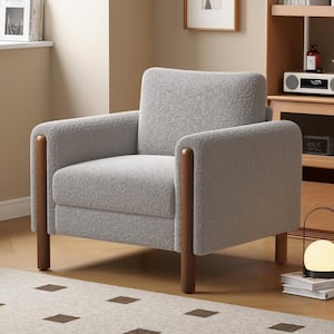 Modern Indoor Grey Teddy Frabic Upholstered Club Arm Chair