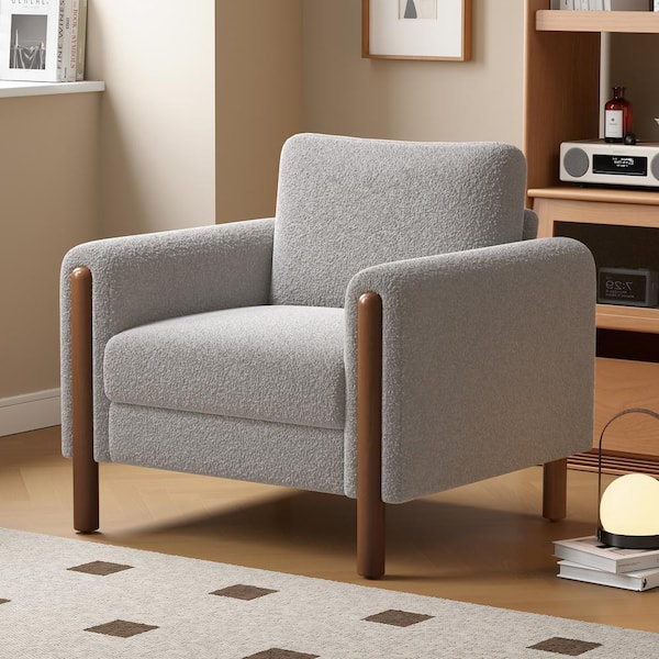 CHRISTOPHER KNIGHT HOME Modern Indoor Grey Teddy Frabic Upholstered Club Arm Chair