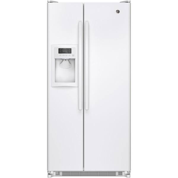 GE 31.5 in. W 20.0 cu. ft. Side by Side Refrigerator in White