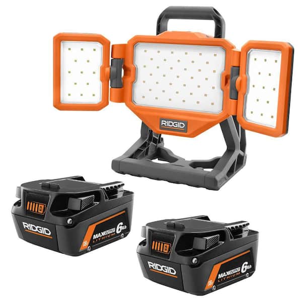 18V 6.0 Ah MAX Output Lithium-Ion Batteries (2-Pack) with 18V Cordless Hybrid Panel Light