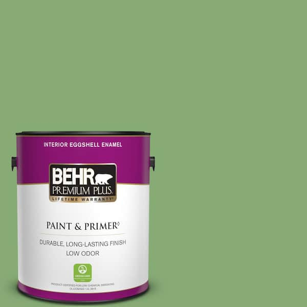 BEHR PREMIUM PLUS 1 gal. #440D-5 Pesto Eggshell Enamel Low Odor Interior Paint & Primer