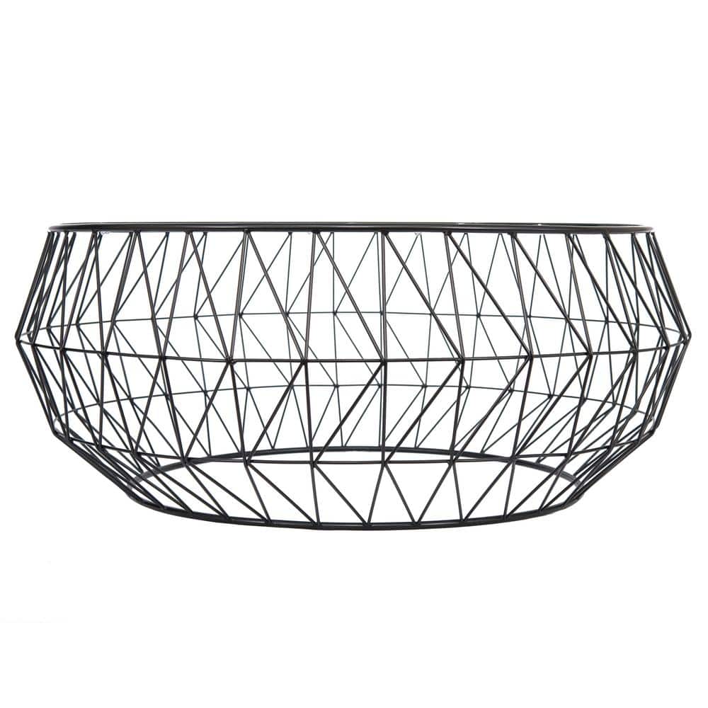 Malibu Modern 35" Round Coffee Table with Black Metal and Glass Top