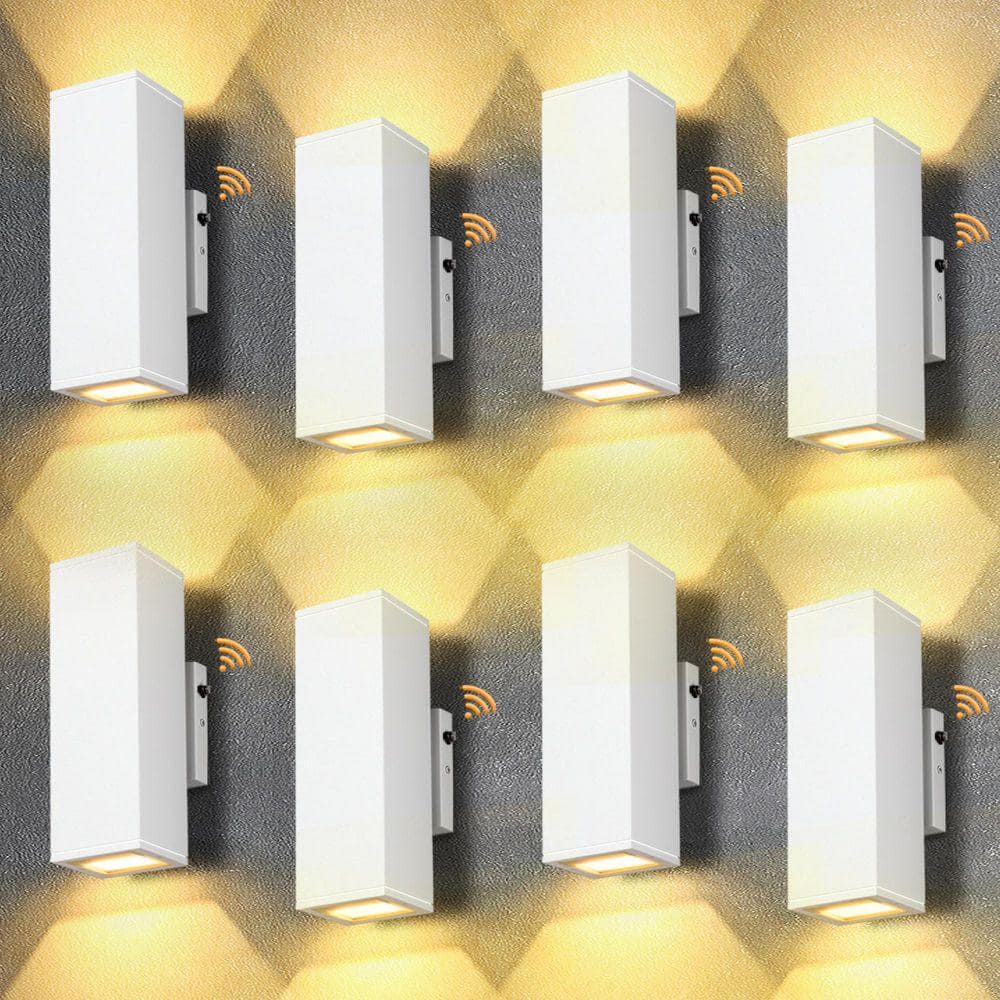 GMGSROM 2-Light Rectangular Dusk to Dawn Sensor White Indoor