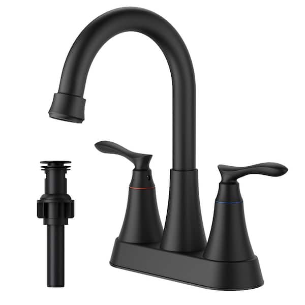 4 in. Centerset 2-Handle High-Arc Bathroom Faucet in Matte Black