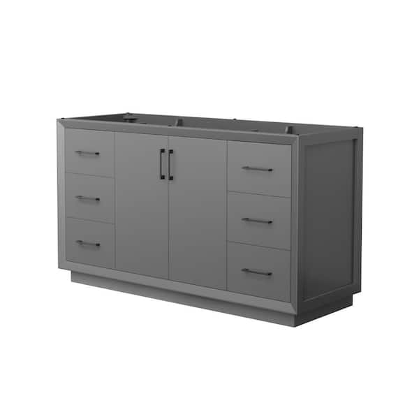 Wyndham Collection Strada 59.25 in. W x 21.75 in. D x 34.25 in. H Single Bath Vanity Cabinet without Top in Dark Gray