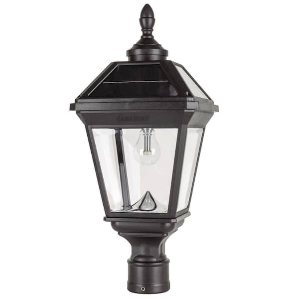 Imperial II Bulb 1-Light Black Outdoor Waterproof Solar Warm White LED Post Light with 3 in. Fitter for Landscape