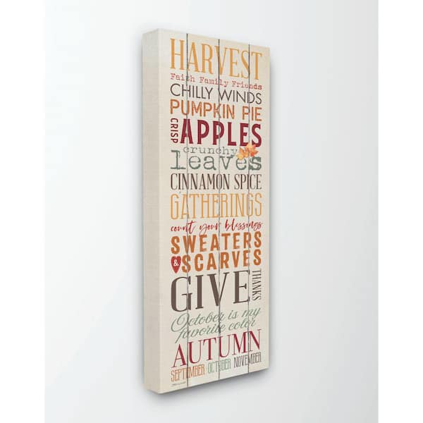 Stupell Industries 13 in. x 30 in. "Fall Halloween Holiday Pumpkin Word Wood Texture" by Stephanie Workman Marrott Canvas Wall Art