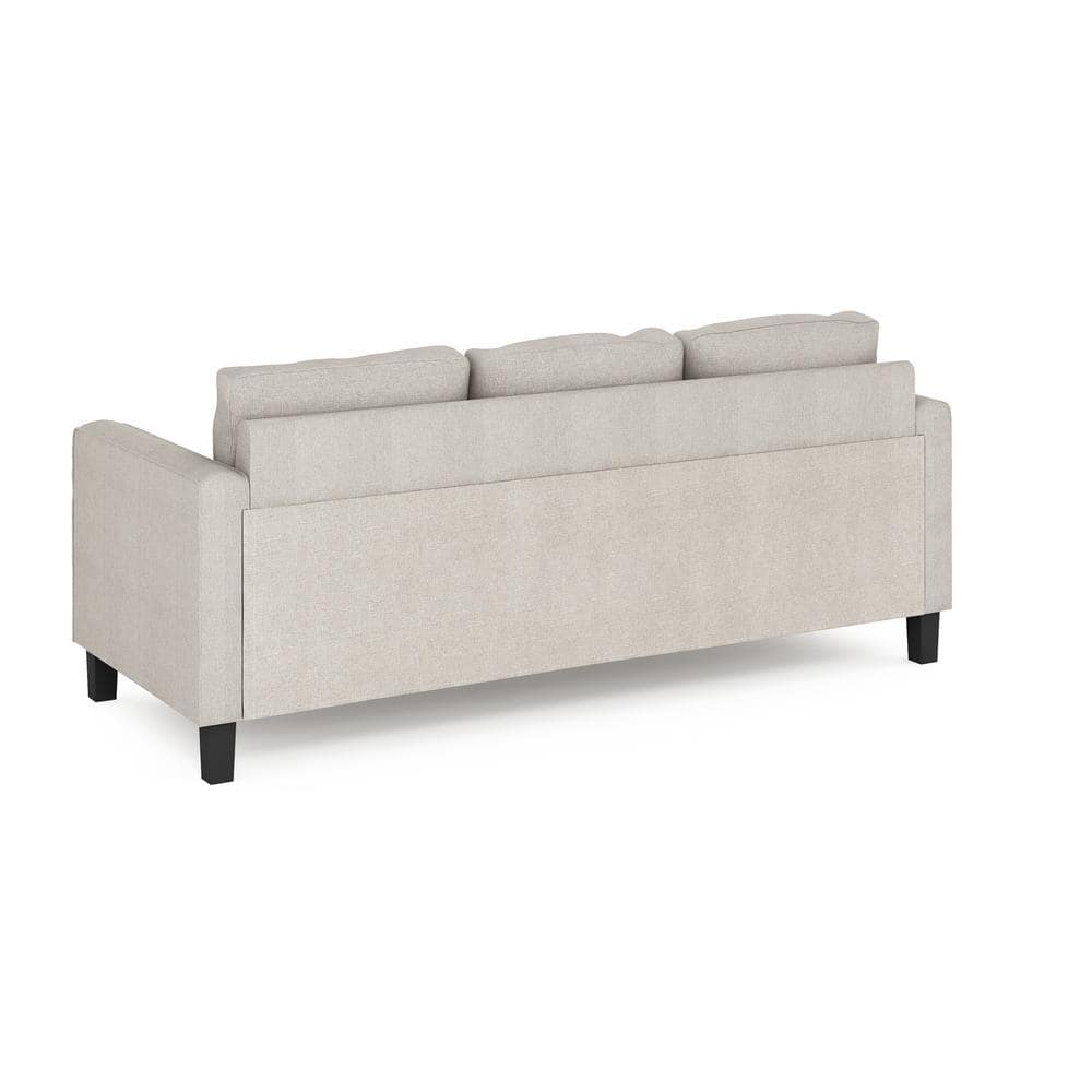 Bayonne Fog Polyester Upholstered 3-Seater Lawson Sofa with Wooden Legs