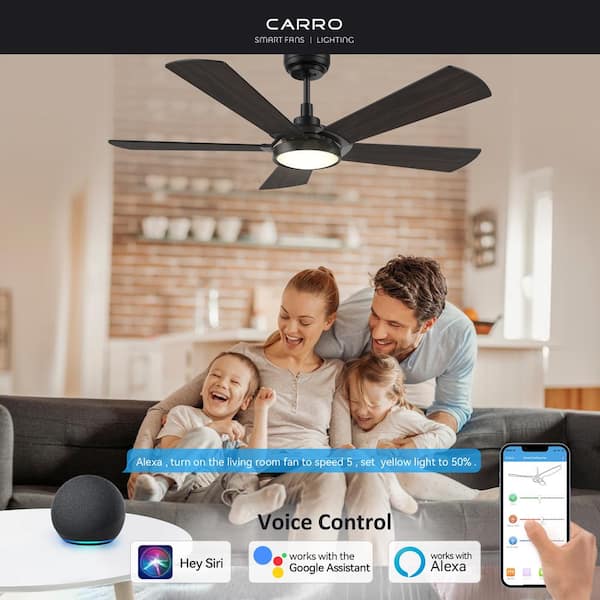 Wilkes 52 in. Dimmable LED Indoor/Outdoor Black Smart Ceiling Fan with Light and Remote, Works with Alexa/Google Home