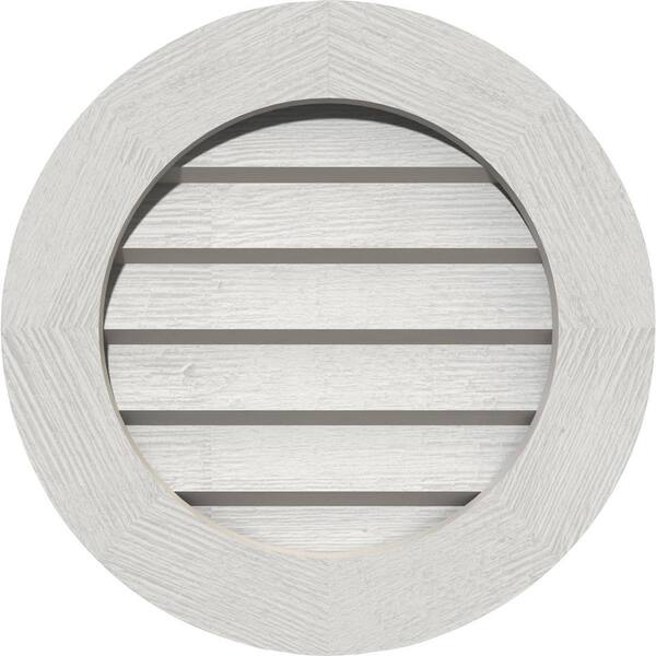 Ekena Millwork 21" x 21" Round Primed Rough Sawn Western Red Cedar Wood Paintable Gable Louver Vent Non-Functional