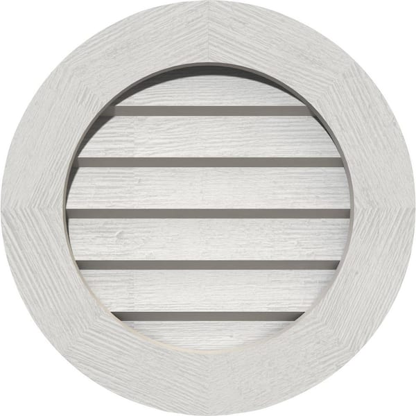 Ekena Millwork 39" x 39" Round Primed Rough Sawn Western Red Cedar Wood Paintable Gable Louver Vent Non-Functional