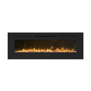 50 in. Wall-Mounted Metal Smart Electric Fireplace in Black
