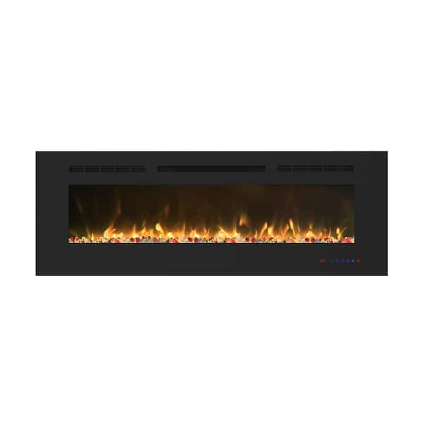 60 in. Wall-Mounted Metal Smart Electric Fireplace in Black