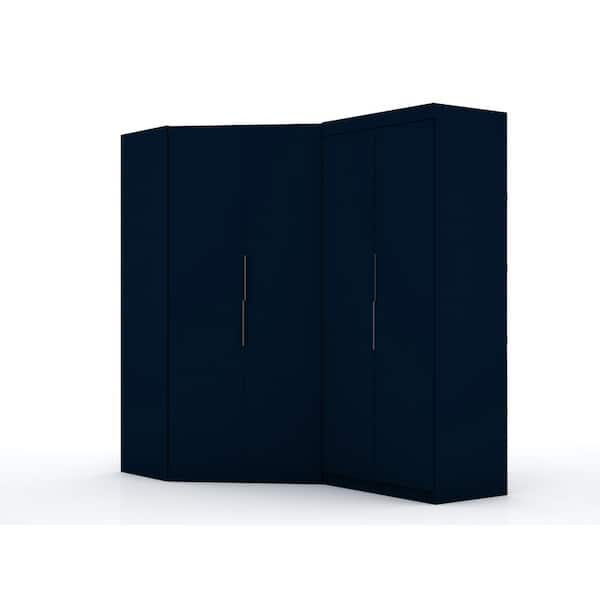 Ramsey Modern Tatiana Midnight Blue Composite Wood 101.89 in. W 4-Door Wardrobe with Shelves, Drawers and Hanging Rods