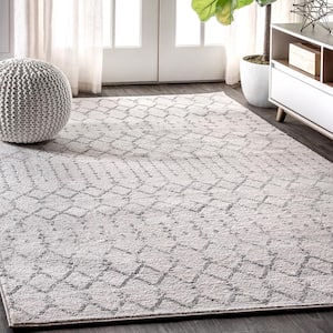 Moroccan HYPE Boho Vintage Diamond Cream/Gray 10 ft. x 13 ft. Area Rug