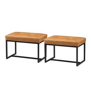 Modern Camel Thick Leatherette Accent Stool (Set of 2)