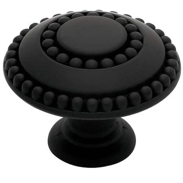 Liberty Double Beaded 1-3/8 in. (35mm) Matte Black Round Cabinet Knob