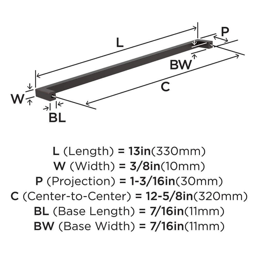 Monument 13-Inch Oil-Rubbed Bronze Rectangular Bar Pull